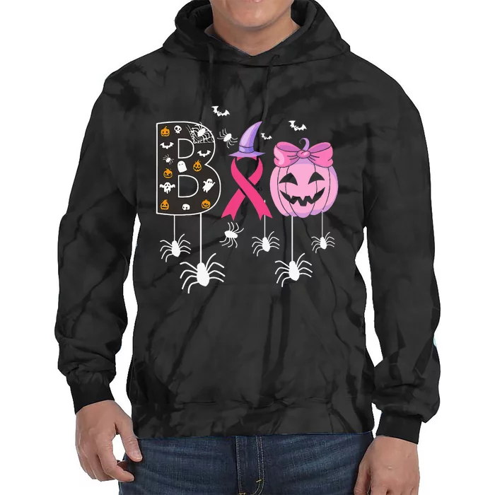 Breast Cancer Boo Halloween Breast Cancer Awareness Tie Dye Hoodie