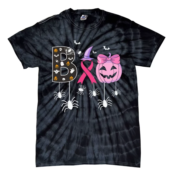 Breast Cancer Boo Halloween Breast Cancer Awareness Tie-Dye T-Shirt