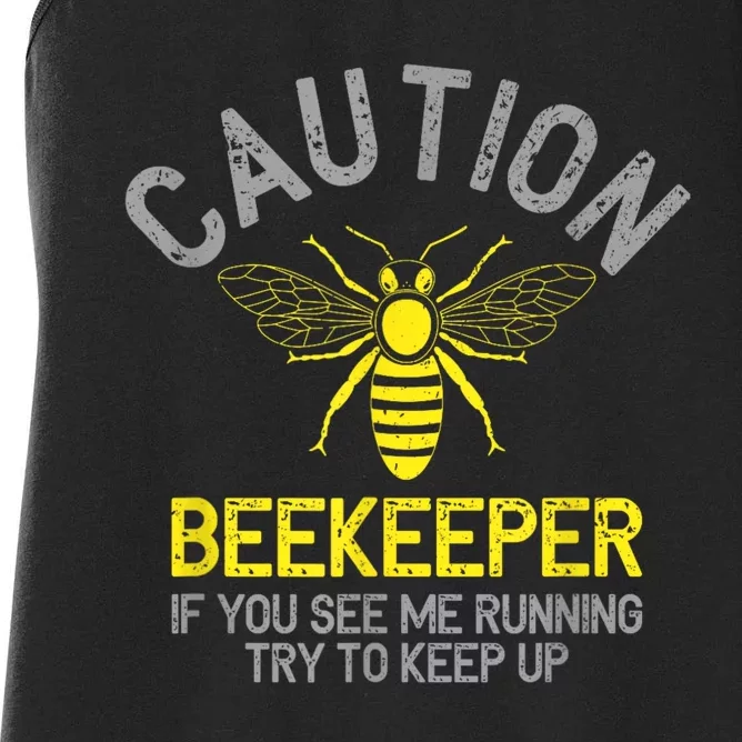 Beekeeper Caution Beekeeping Funny Bee Lover Gift Women's Racerback Tank