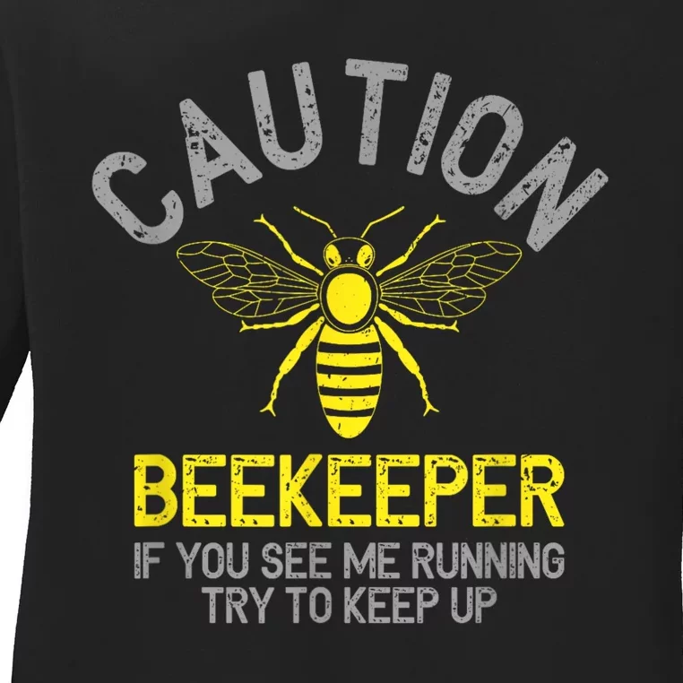 Beekeeper Caution Beekeeping Funny Bee Lover Gift Ladies Long Sleeve Shirt