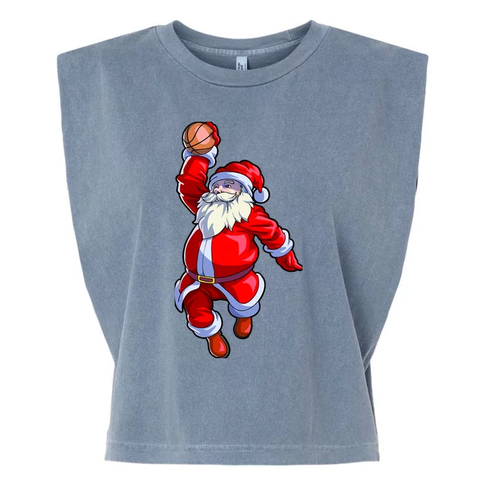 Basketball Christmas Boy Basketball Santa Claus Garment-Dyed Women's Muscle Tee