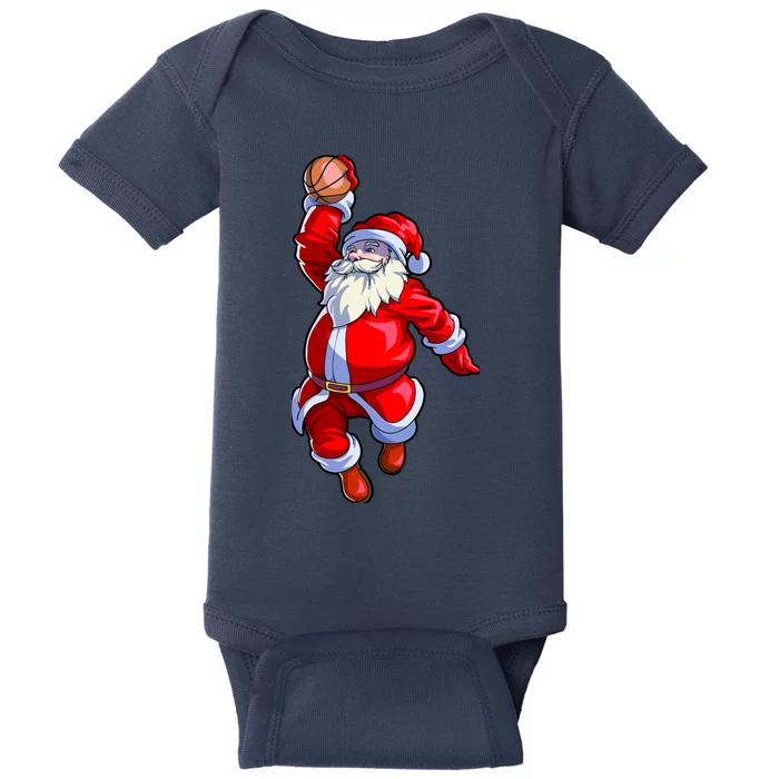 Basketball Christmas Boy Basketball Santa Claus Baby Bodysuit