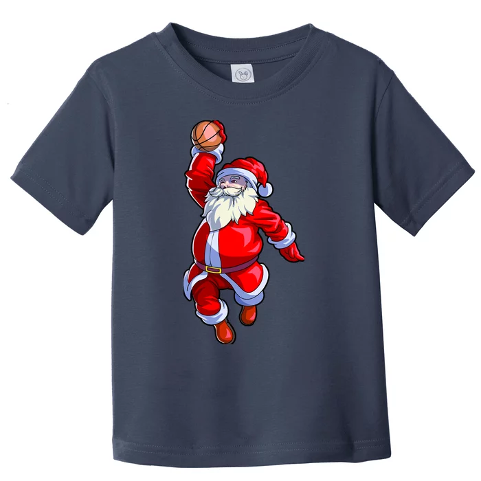 Basketball Christmas Boy Basketball Santa Claus Toddler T-Shirt