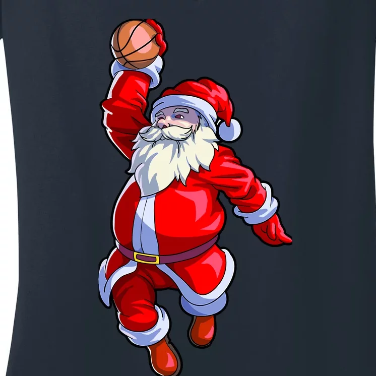 Basketball Christmas Boy Basketball Santa Claus Women's V-Neck T-Shirt