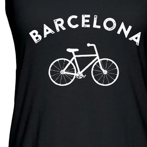 Barcelona City Bike Retro Cycling Spain Ladies Essential Flowy Tank