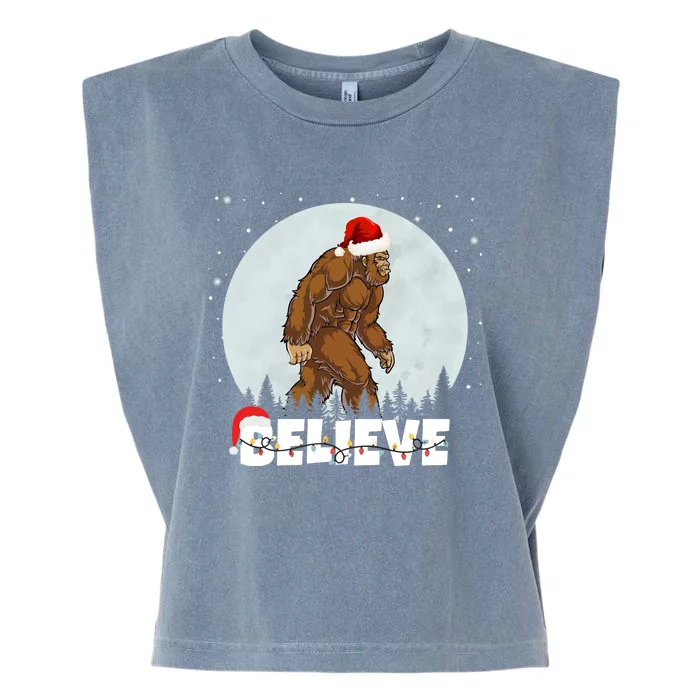 Believe Christmas Bigfoot Holiday Garment-Dyed Women's Muscle Tee