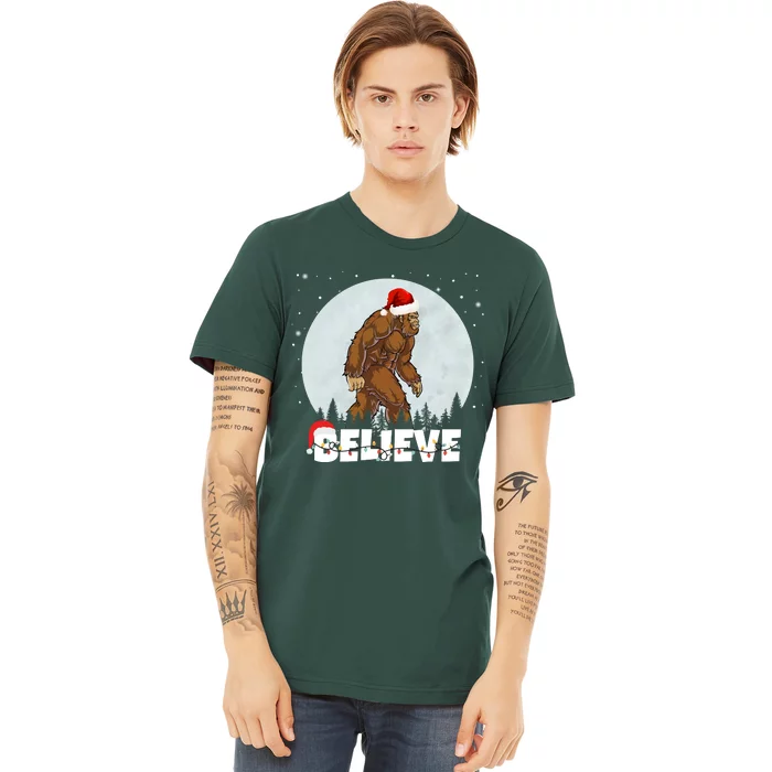 Believe Christmas Bigfoot Holiday Premium T-Shirt