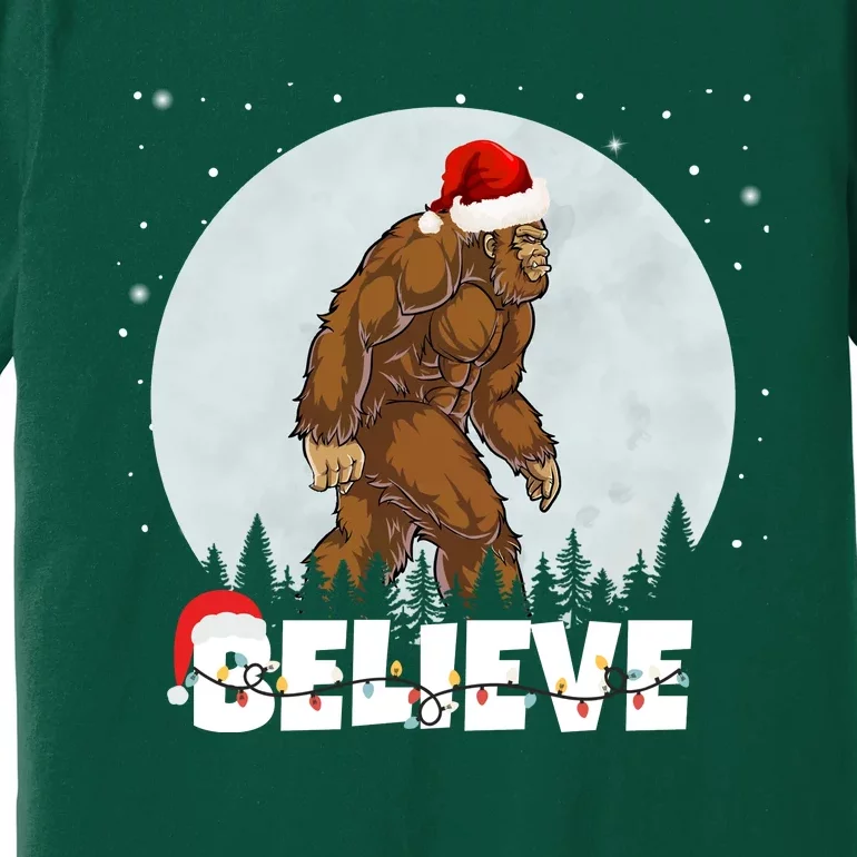 Believe Christmas Bigfoot Holiday Premium T-Shirt