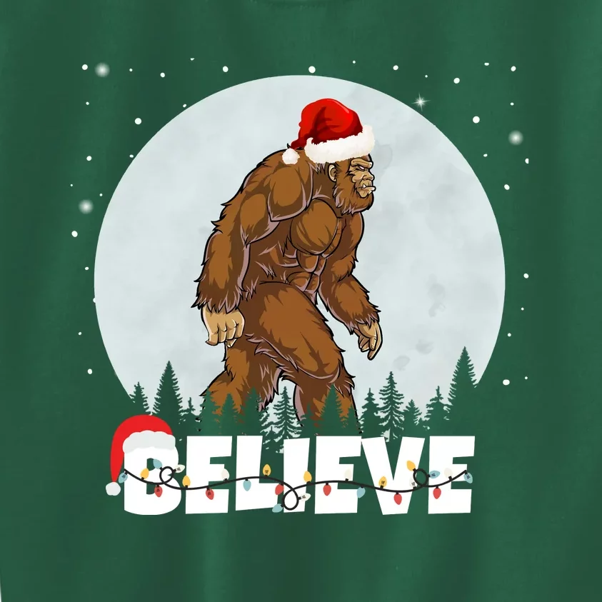 Believe Christmas Bigfoot Holiday Kids Sweatshirt