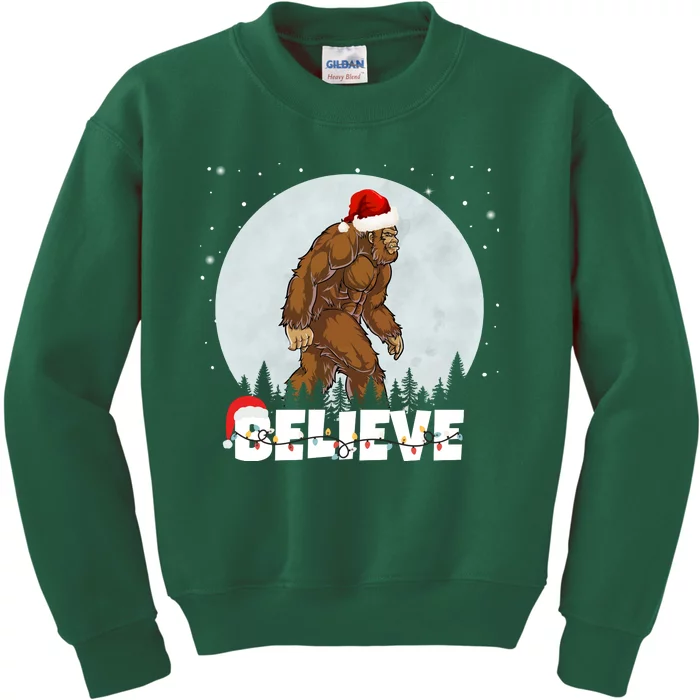 Believe Christmas Bigfoot Holiday Kids Sweatshirt