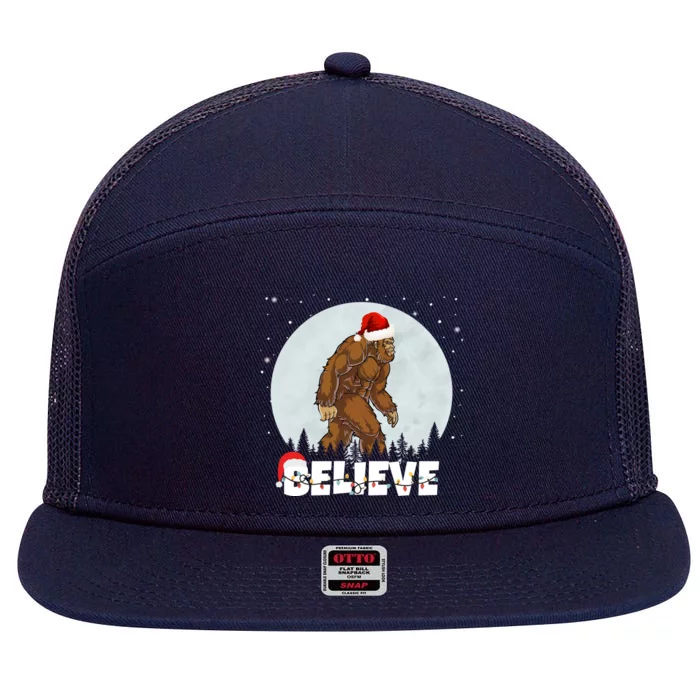 Believe Christmas Bigfoot Holiday 7 Panel Mesh Trucker Snapback Hat