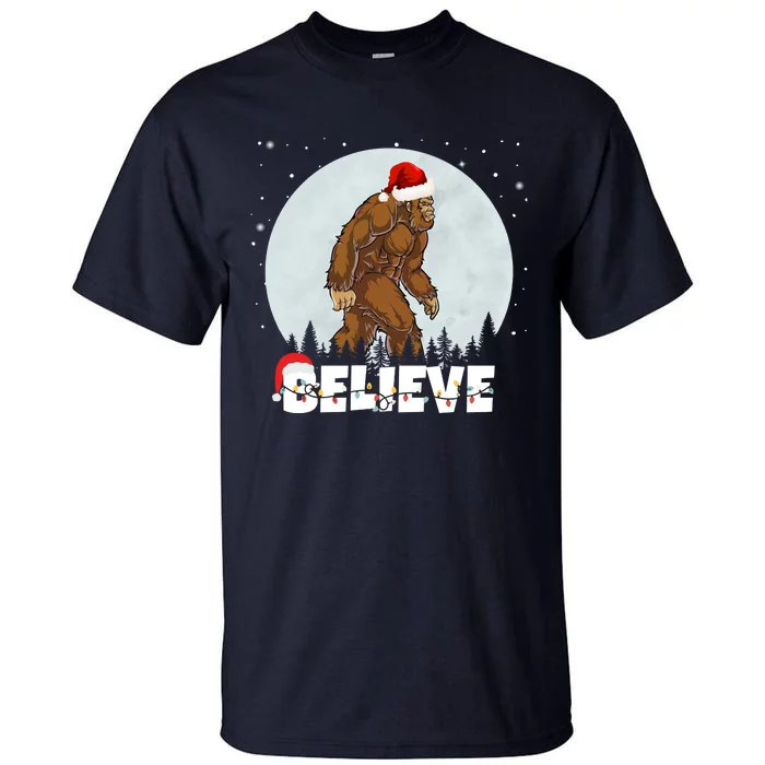 Believe Christmas Bigfoot Holiday Tall T-Shirt