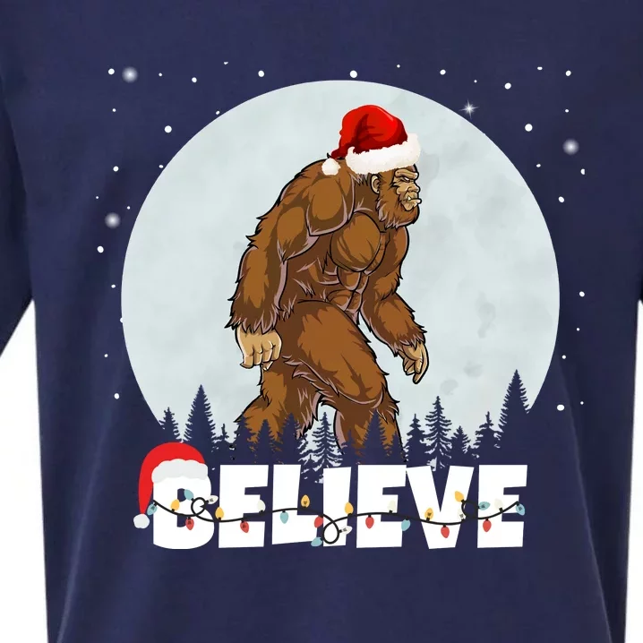 Believe Christmas Bigfoot Holiday Sueded Cloud Jersey T-Shirt