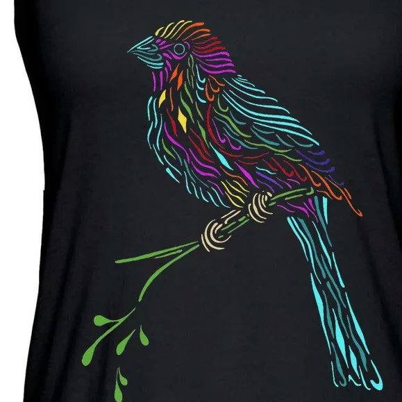 Birdwatcher Colourful Bird Watching Parrot Budgie Ladies Essential Flowy Tank