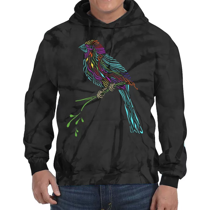 Birdwatcher Colourful Bird Watching Parrot Budgie Tie Dye Hoodie