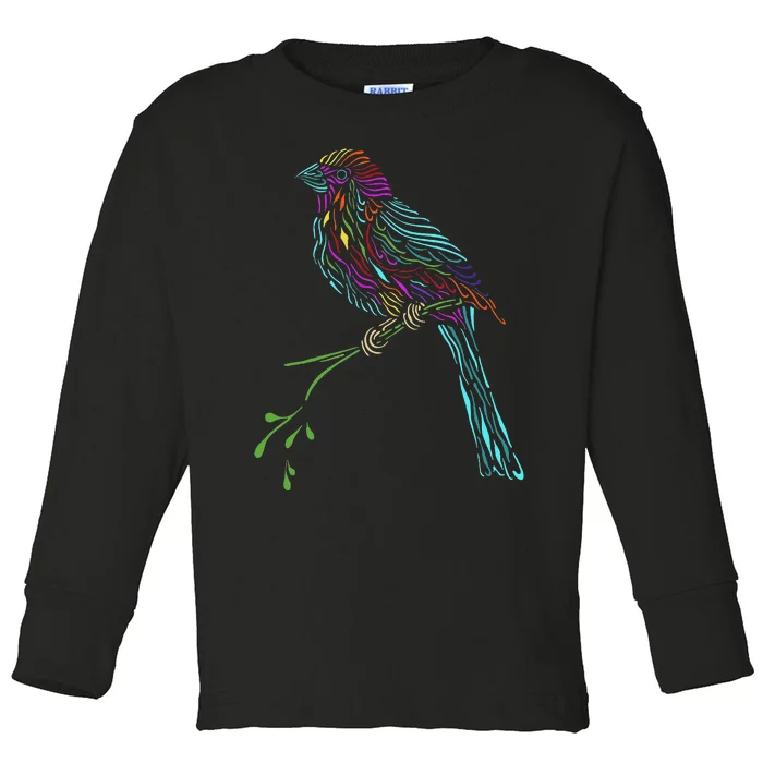 Birdwatcher Colourful Bird Watching Parrot Budgie Toddler Long Sleeve Shirt