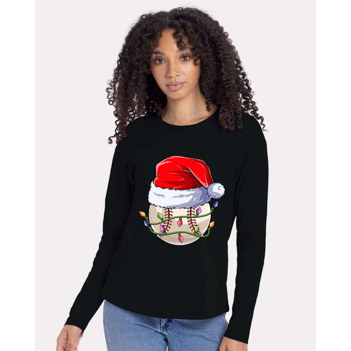 Baseball Christmas Boy Christmas Light Womens Cotton Relaxed Long Sleeve T-Shirt