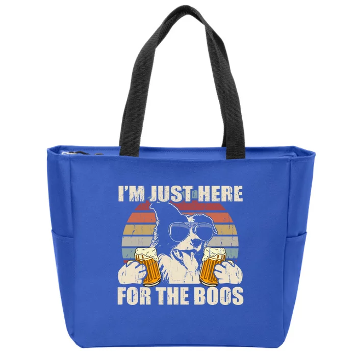 Border Collie Beer Im Just Here For The Boos Funny Meaningful Gift Zip Tote Bag