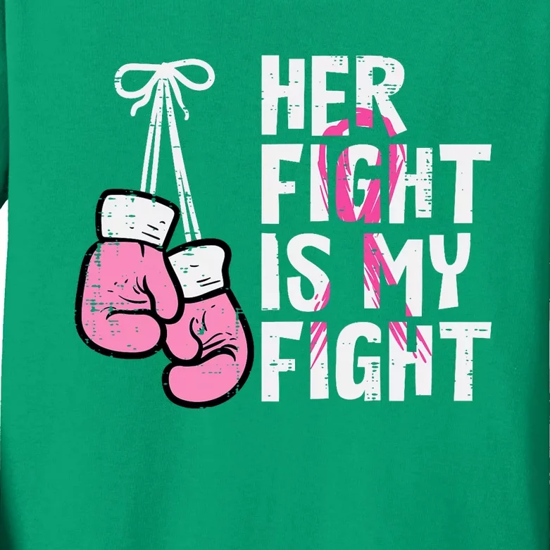 Breast Cancer Boxing Gloves Her Fight My Fight Kids Long Sleeve Shirt