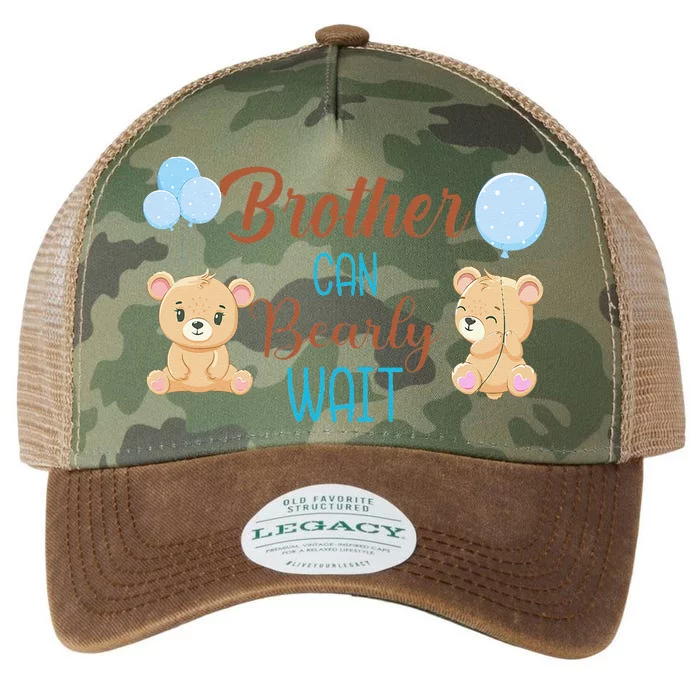 Brother Can Bearly Wait Bear Gender Neutral Boy Baby Shower Legacy Tie Dye Trucker Hat