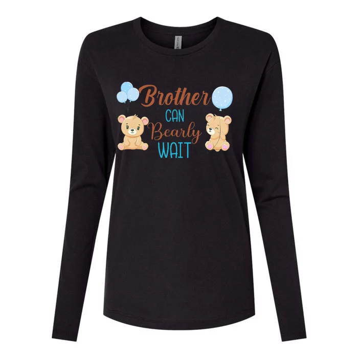 Brother Can Bearly Wait Bear Gender Neutral Boy Baby Shower Womens Cotton Relaxed Long Sleeve T-Shirt