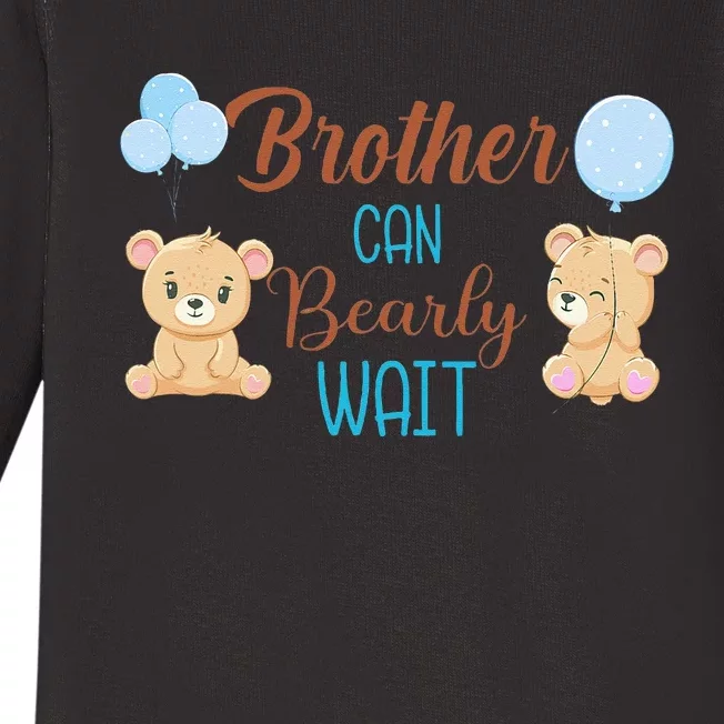 Brother Can Bearly Wait Bear Gender Neutral Boy Baby Shower Baby Long Sleeve Bodysuit