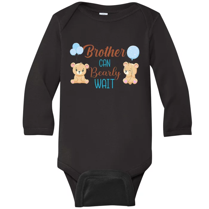 Brother Can Bearly Wait Bear Gender Neutral Boy Baby Shower Baby Long Sleeve Bodysuit