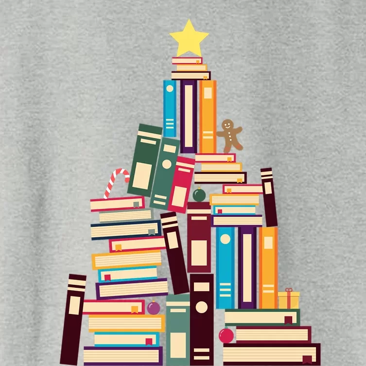 Booklovers Christmas Book Tree Gift Women's Crop Top Tee