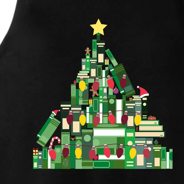 Booklovers Christmas Book Tree Cool Gift Ladies Tri-Blend Wicking Tank