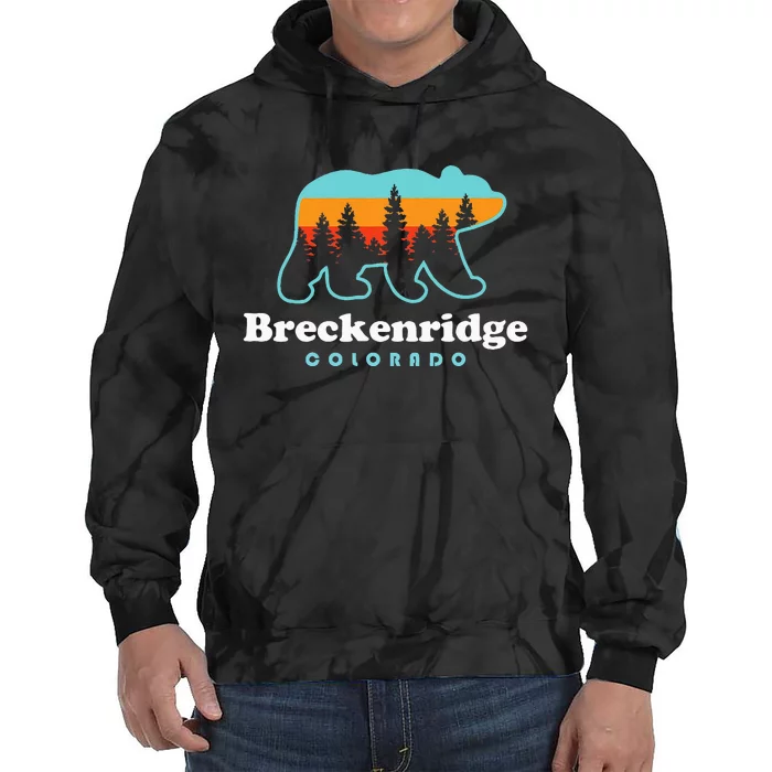 Breckenridge Colorado Bear Mountains Trees Tie Dye Hoodie