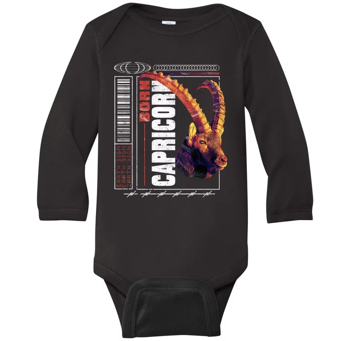 Born Capricorn Baby Long Sleeve Bodysuit