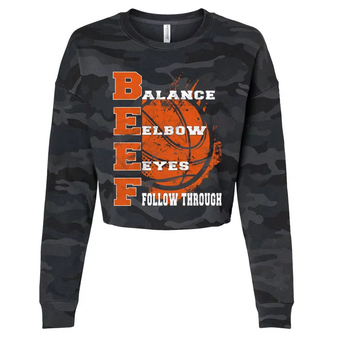 Basketball Coaching Beef Basketball Coach Game Quote Cute Gift Cropped Pullover Crew