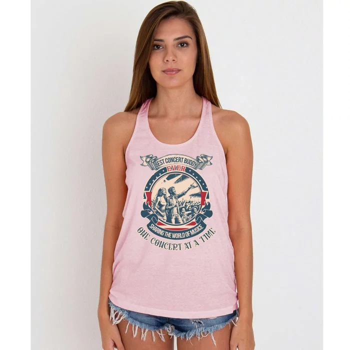 Best Concert Buddy Ever Sharing The World Of Music One Funny Gift Women's Knotted Racerback Tank