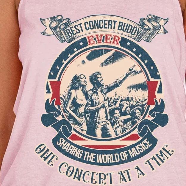 Best Concert Buddy Ever Sharing The World Of Music One Funny Gift Women's Knotted Racerback Tank