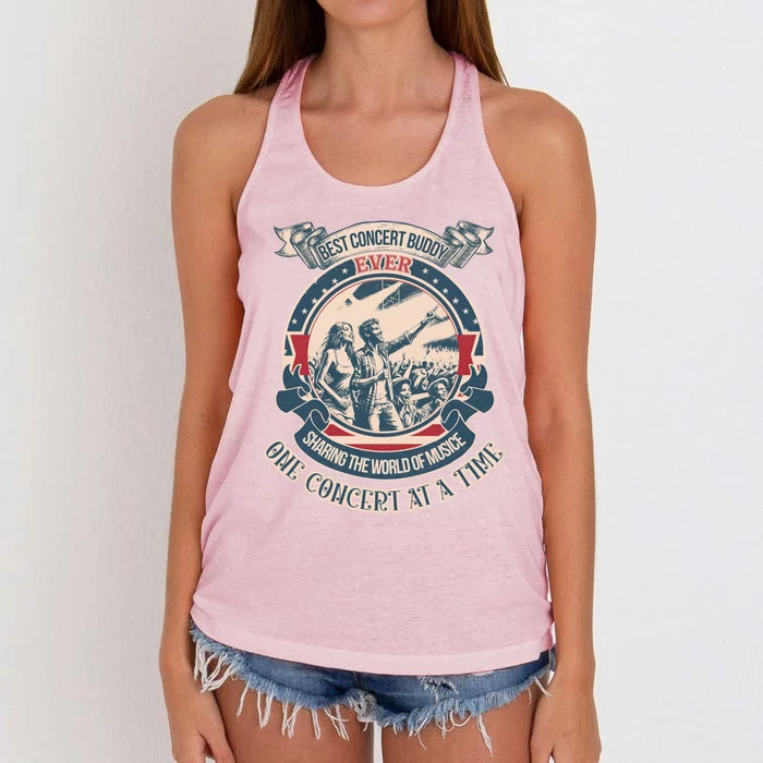 Best Concert Buddy Ever Sharing The World Of Music One Funny Gift Women's Knotted Racerback Tank