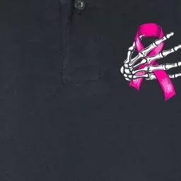 Breast Cancer Boob Skeleton Hand On Ribbon Halloween Softstyle Adult Sport Polo