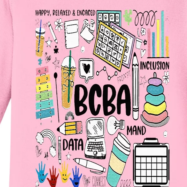 Board Certified Behavior Analyst BCBA Symbols ABA Therapist Baby Long Sleeve Bodysuit