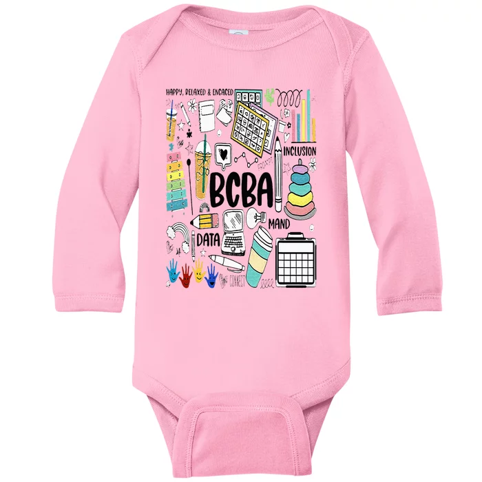 Board Certified Behavior Analyst BCBA Symbols ABA Therapist Baby Long Sleeve Bodysuit