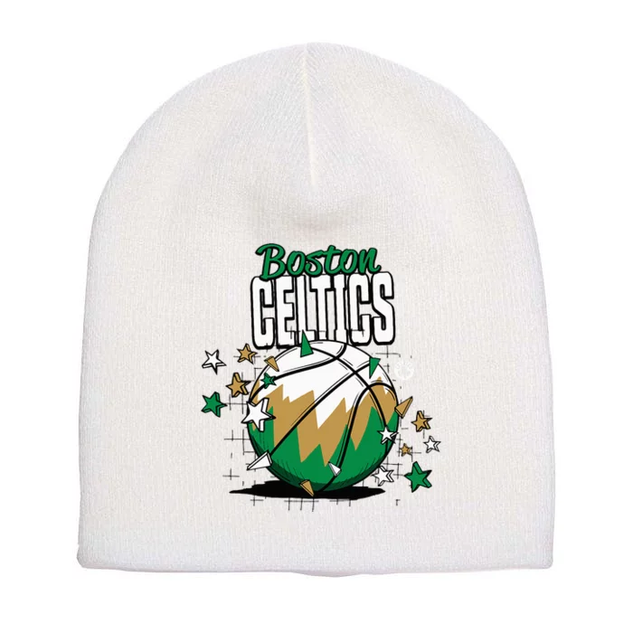 Boston Celtic Basketball Doodle Stars Short Acrylic Beanie