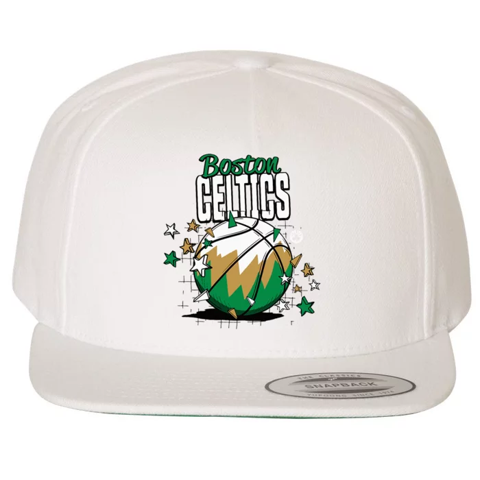 Boston Celtic Basketball Doodle Stars Wool Snapback Cap