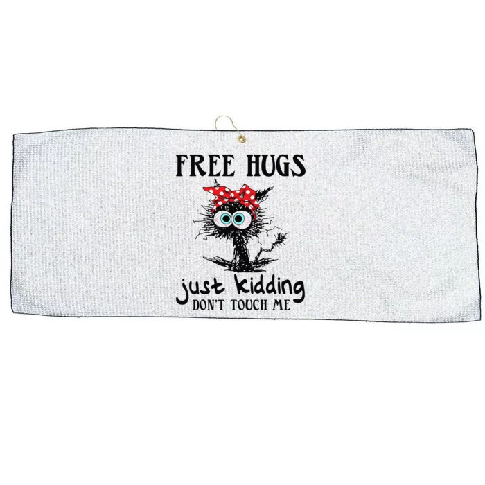 Black Cat Bandana Free Hug Just Kidding Don't Touch Me Large Microfiber Waffle Golf Towel