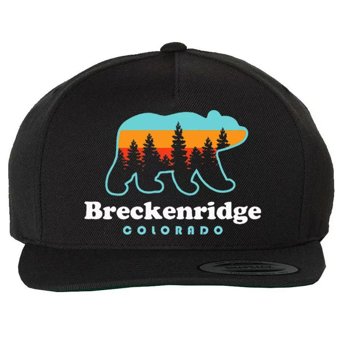 Breckenridge Colorado Bear Mountains Trees Wool Snapback Cap