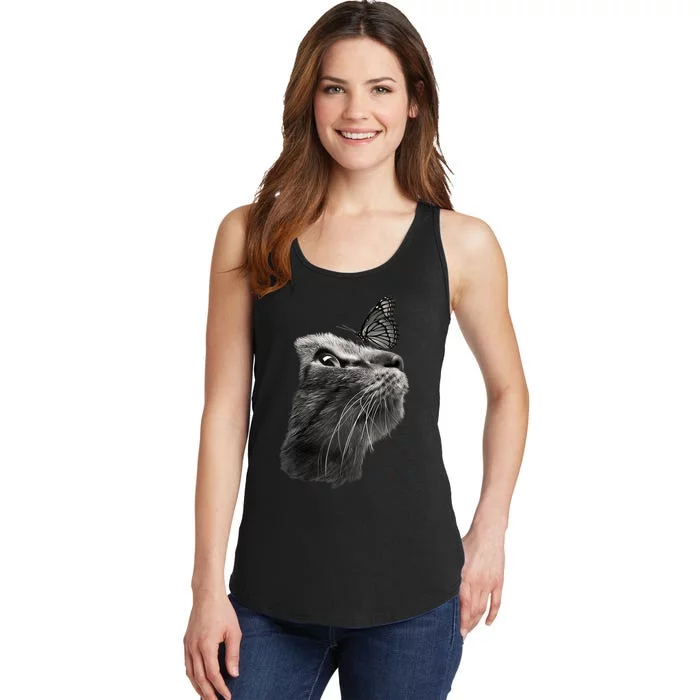 Butterfly & Cat Butterflies Gifts Ladies Essential Tank