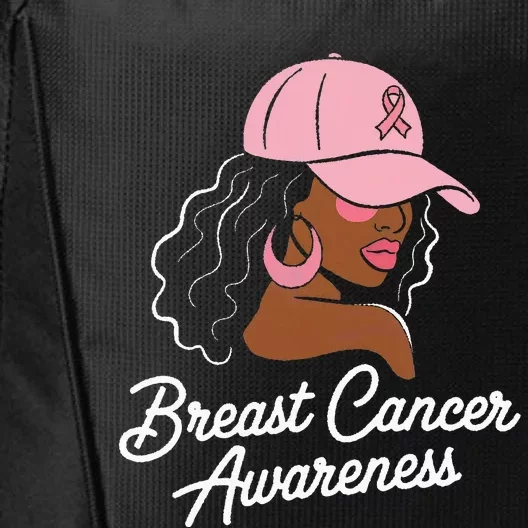 Breast Cancer Black Hair Hat City Backpack