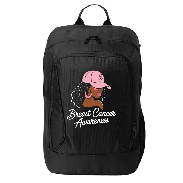 Breast Cancer Black Hair Hat City Backpack