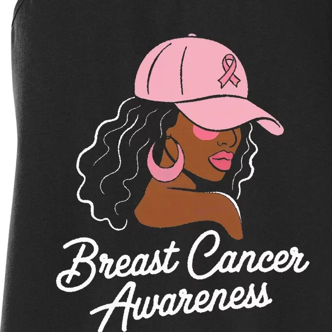 Breast Cancer Black Hair Hat Women's Racerback Tank