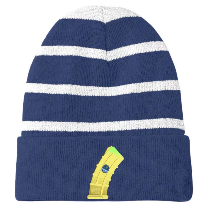 Banana Clip Striped Beanie with Solid Band