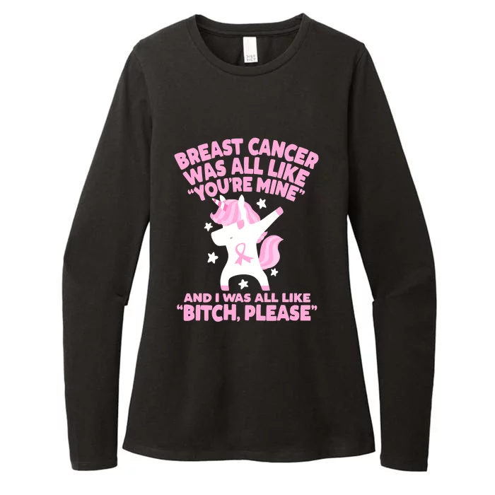 Breast Cancer Bitch Please Quote Funny Unicorn Womens CVC Long Sleeve Shirt