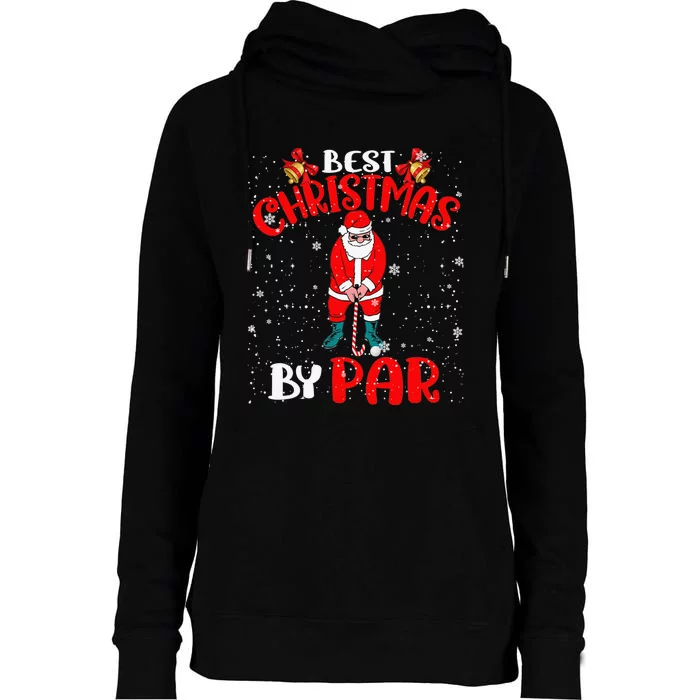 Best Christmas By Par Ugly Christmas Golf Santa Claus Womens Funnel Neck Pullover Hood