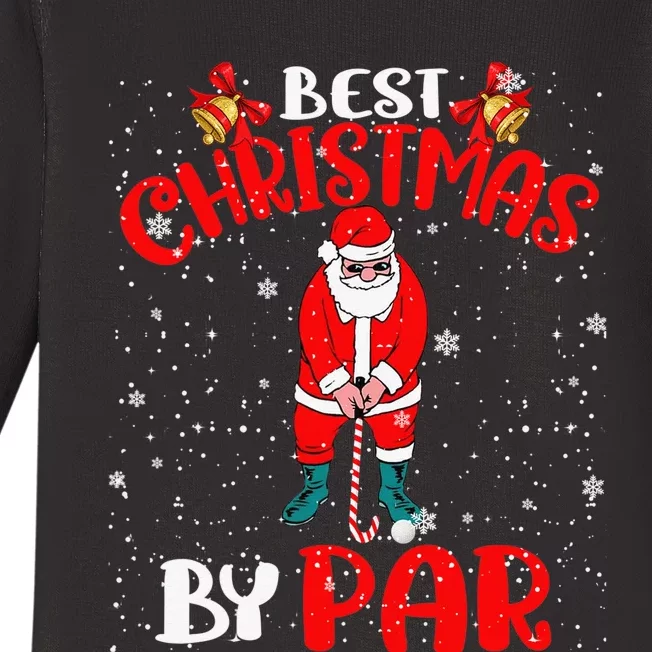 Best Christmas By Par Ugly Christmas Golf Santa Claus Baby Long Sleeve Bodysuit